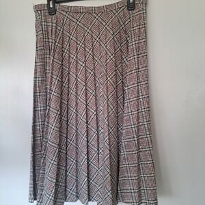 1960s Vintage Haymaker Plaid Polyester Pleated Skirt Womens Size 12 Green Red